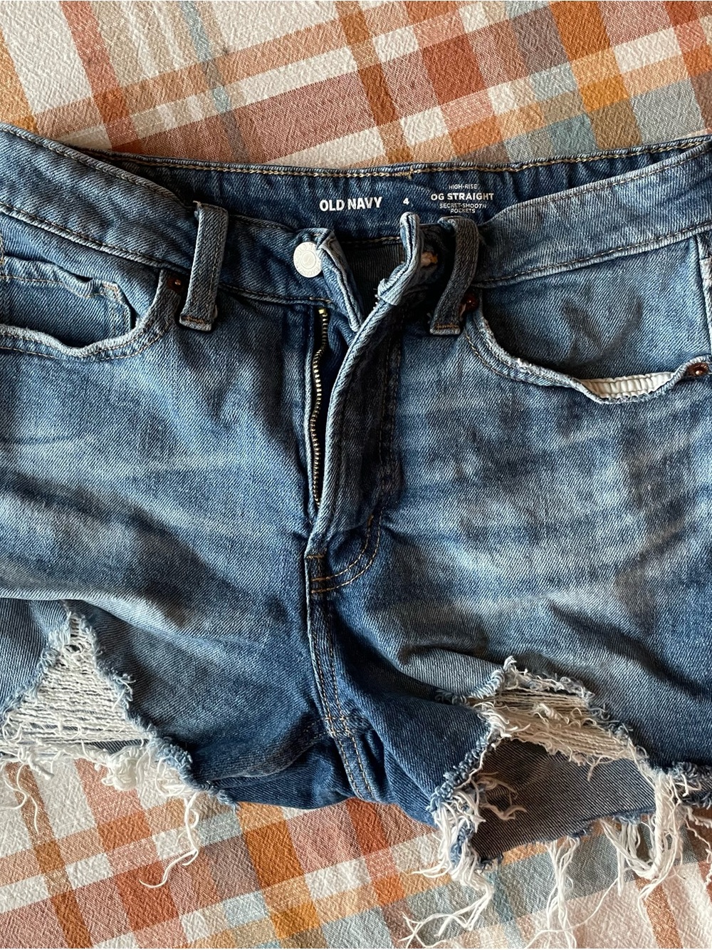 Old Navy Blue Ripped Denim Jean Shorts